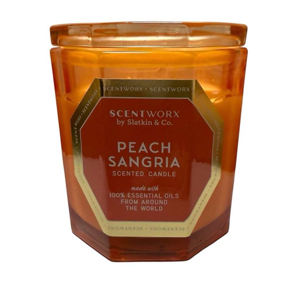 SCENTWORX by Slatkin & Co PEACH SANGRIA 14.5 oz 3 Wick Jar Candle RARE Retired
